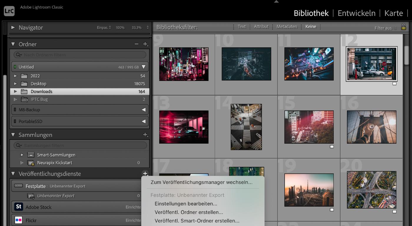 Exportieren von Fotos aus Lightroom Classic
