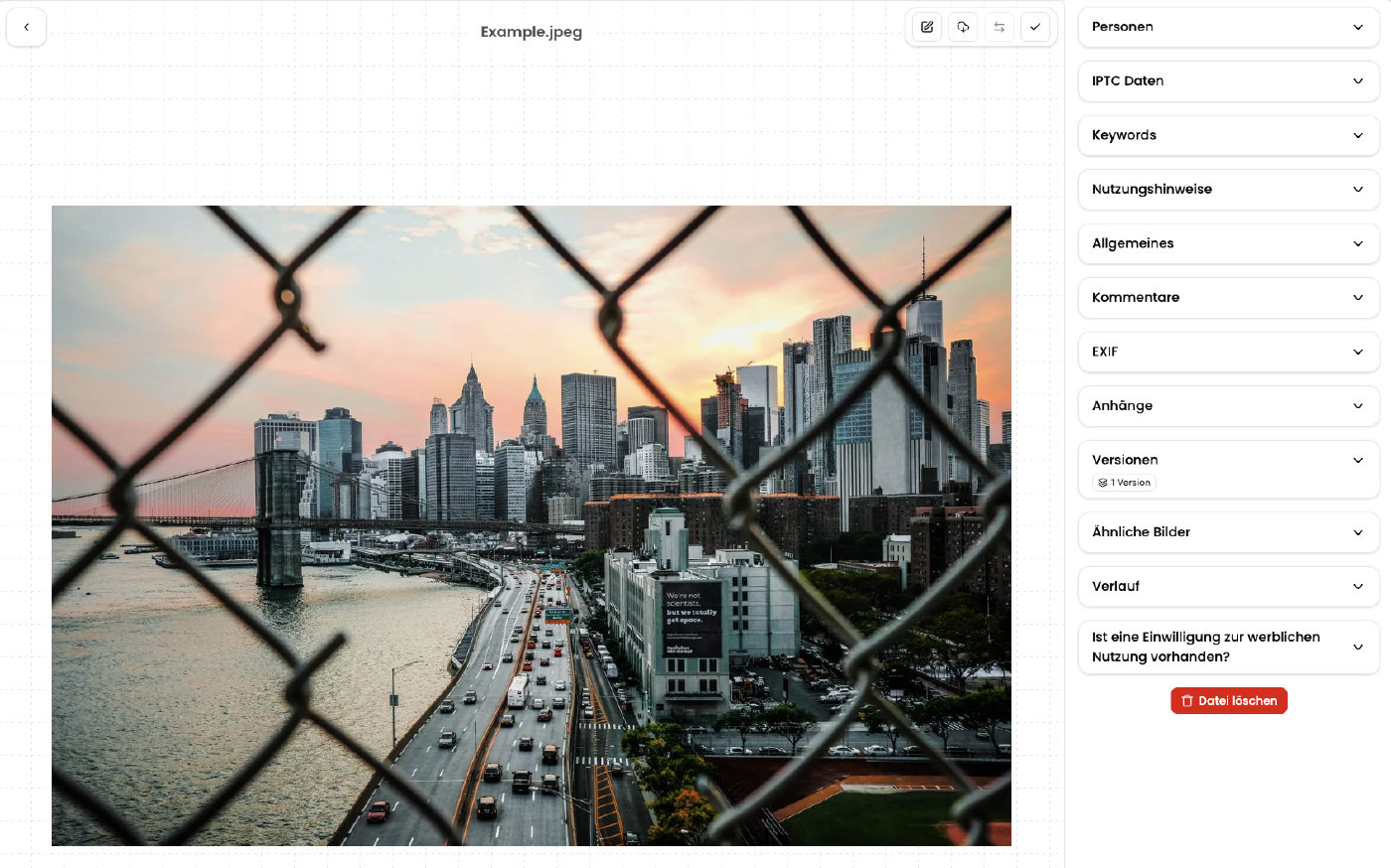 Dateidetailansicht in VAULO